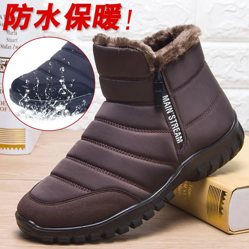 Winter men's snow boots, double zippered waterproof shoes rain boots fishing winter boots winter shoemaker men's boots  fores