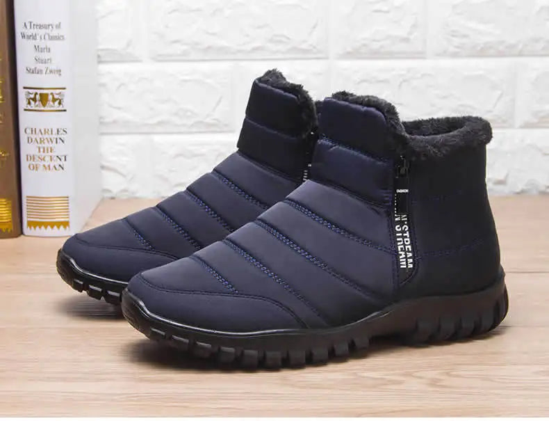 Winter men's snow boots, double zippered waterproof shoes rain boots fishing winter boots winter shoemaker men's boots  fores