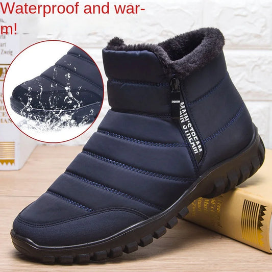 Winter men's snow boots, double zippered waterproof shoes rain boots fishing winter boots winter shoemaker men's boots  fores