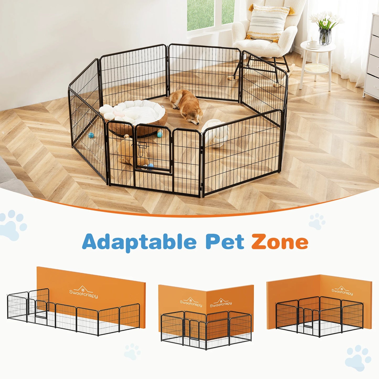 8 Panel Dog Playpen Indoor Pet Fence Heavy Duty Crates