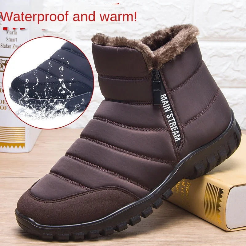 Winter men's snow boots, double zippered waterproof shoes rain boots fishing winter boots winter shoemaker men's boots  fores