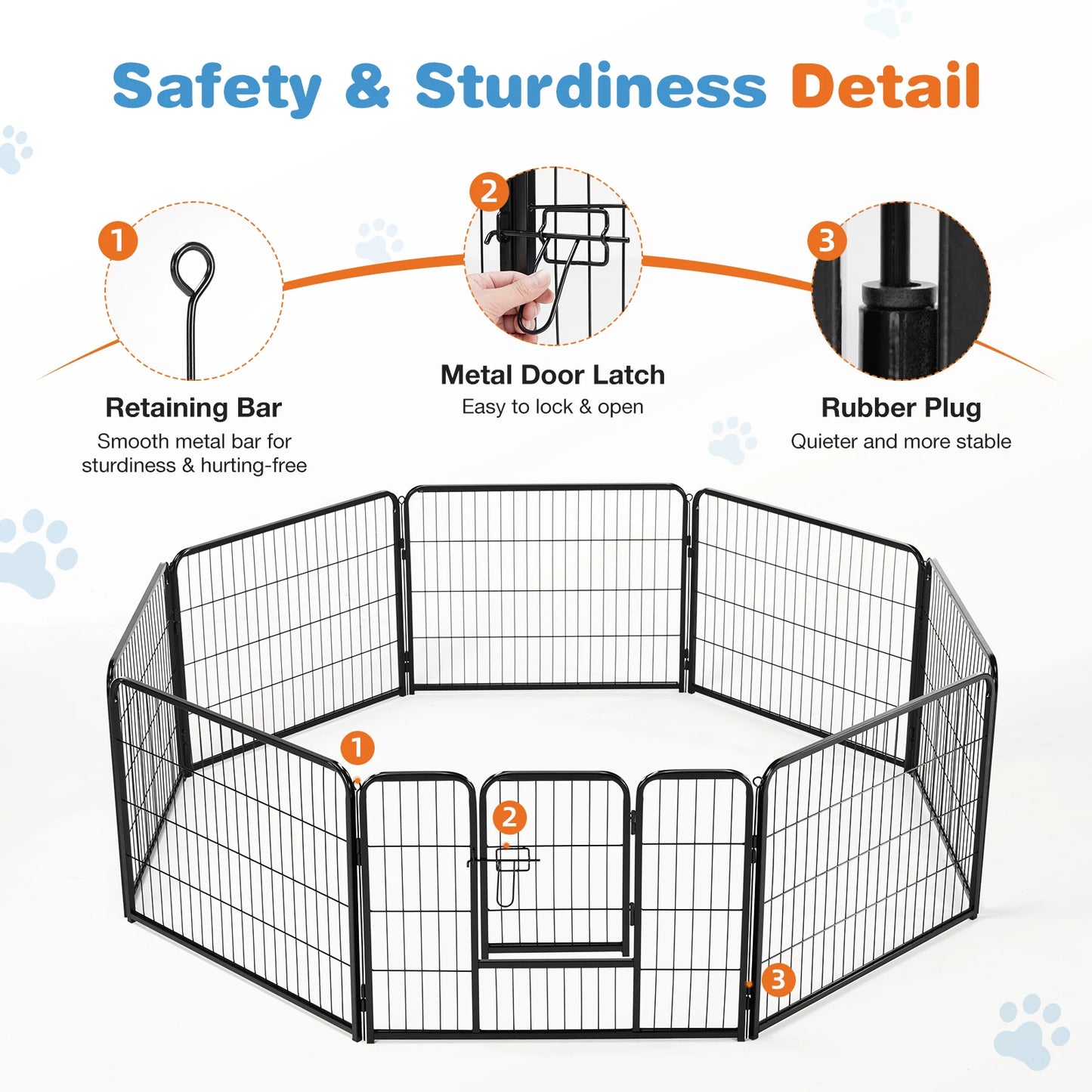 8 Panel Dog Playpen Indoor Pet Fence Heavy Duty Crates