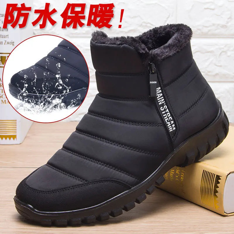 Winter men's snow boots, double zippered waterproof shoes rain boots fishing winter boots winter shoemaker men's boots  fores