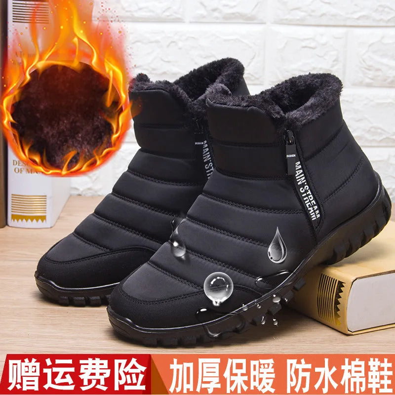 Winter men's snow boots, double zippered waterproof shoes rain boots fishing winter boots winter shoemaker men's boots  fores