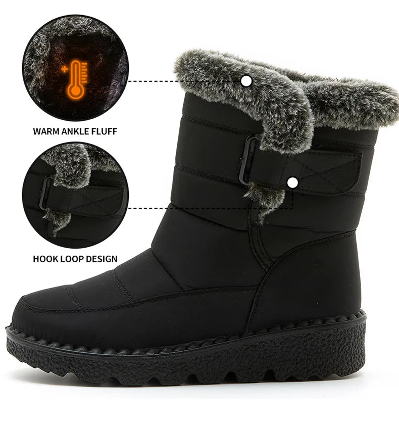 Women's Boots 2024 Trend Winter Shoes For Woman Winter Boots Ankle Low Heels Botas Mujer Waterproof Snow Boots With Fur Shoes