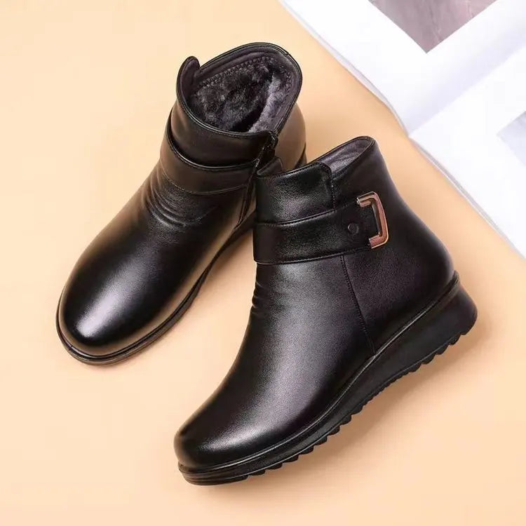 Women Ankle Boots  2024 Autumn/winter Plush Short Tube Flat Soled Snow Boots New Simple Retro Zipper Warm Casual Cotton Boots