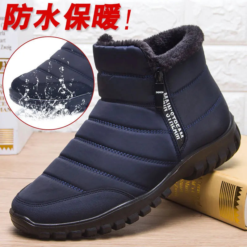 Winter men's snow boots, double zippered waterproof shoes rain boots fishing winter boots winter shoemaker men's boots  fores