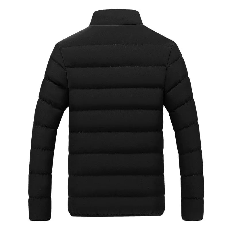 2024 Black New Men's Warm Jacket Cotton Padded Jacket Casual Sports Autumn Winter Men Standing Collar Warm Thick Parker Coat Jac