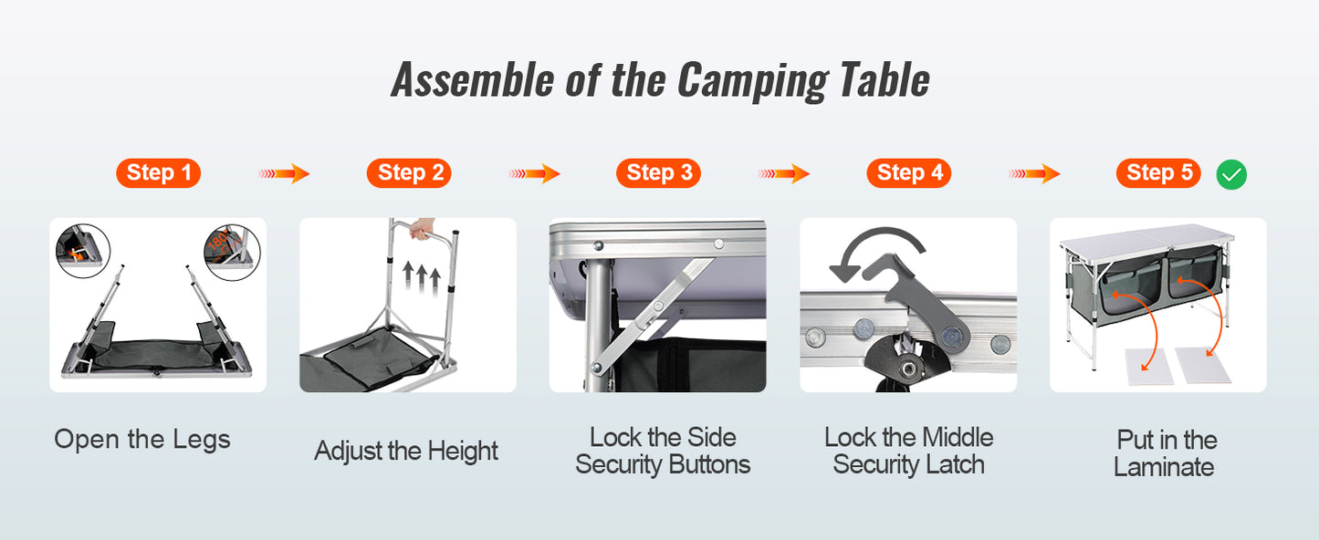 Quick set-up Folding Camping Table  MDF for Outdoor Picnics BBQs Camping RV Traveling